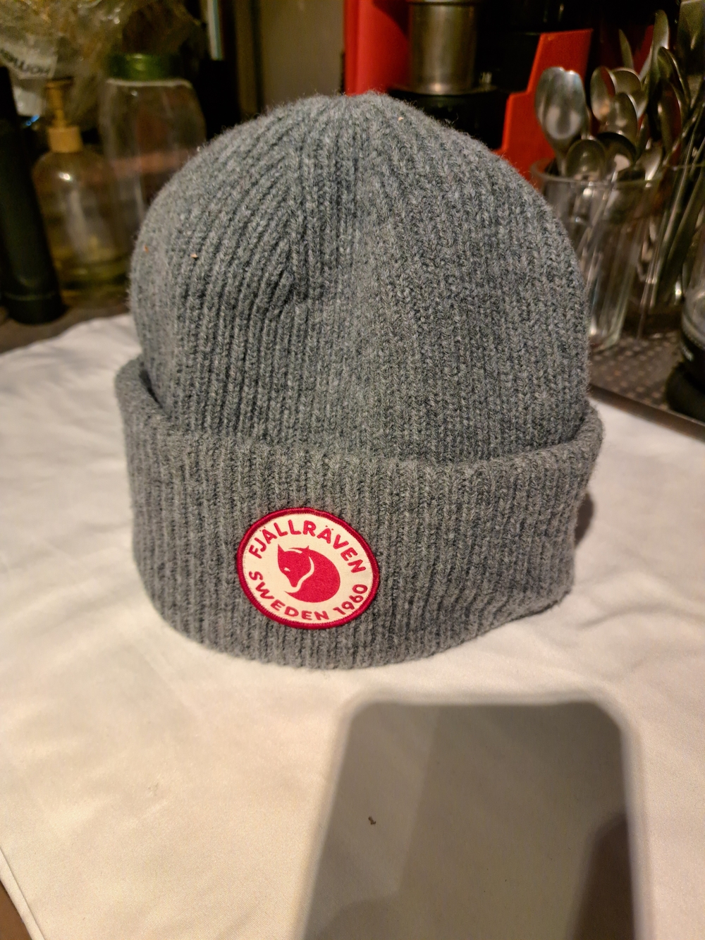 Fjallraven Grey Logo Knit Beanie